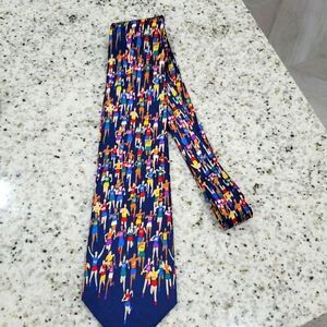 Vintage Alynn Neckwear Silk Tie Marathon Runners Tie Multicolor Men's 4x57